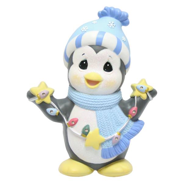 Precious Moments figurines including LED lighted Disney characters, animals, and Christmas figurines. 